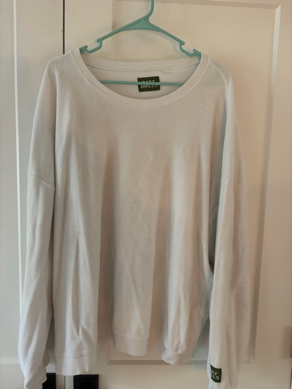 Daily Drills White Terry Cloth Crewneck Sweatshirt